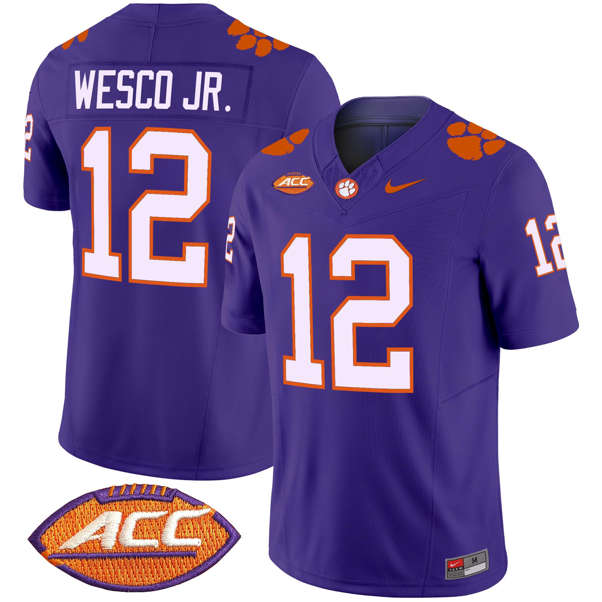 Men Clemson Tigers #12 Wesco jr Purple 2024 Nike Vapor Limited NCAA Jersey->indianapolis colts->NFL Jersey